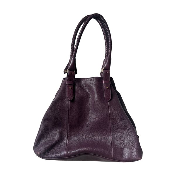 Cole Haan Purple Leather Bag Gold Accents - Picture 2 of 11